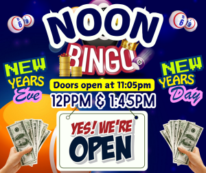 Noon BIngo open New years day